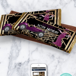 EDITABLE Purple Harlem Nights Candy Bar | DIGITAL FILE |Gatsby Themed| Flapper | Roaring 20s | Casino|  Harlem Nights | PH01