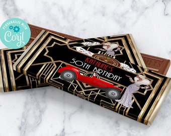 EDITABLE Gatsby Water Bottle Label Harlem Theme Gangsta Party New Years Eve Decor Art Deco Party Flappers 1920s Prohibition Casino Theme R20