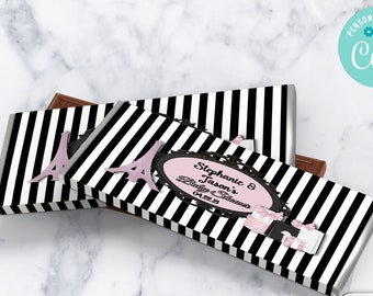 EDITABLE | Paris Theme Candy Bar Label | Birthday | Paris Theme | Baby Shower | Parisian Theme | Paris Stripe | PP22