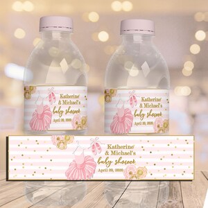 EDITABLE TuTu Baby Shower Water Bottle | TuTu Baby | TuTu Cute | Pink and Gold | Girl Baby Shower | Tutu Baby Shower | TU-002