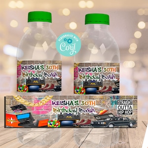 EDITABLE Hip Hop Throwback Baby Shower Water Bottle Labels| 90s baby| 80s baby|90s kid| Hip Hop Princess| |Corjl Digital Download H001