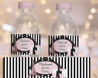 EDITABLE | Pink Paris Water Bottle Label | Paris Theme | Baby Shower | PP22