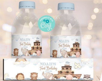 Noah's Ark Water Bottle | Noah's Ark Theme | Baby Shower | Kids Birthday Party | Baptism | First Birthday | Biblical | NA22