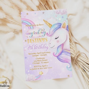 EDITABLE Unicorn Invite | Magical Invitation | Unicorn Baby Shower|Unicorn Birthday Party| Rainbow Party| Corjl Download