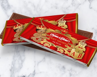 EDITABLE Red Royal Baby Candy Bar Label | Royal Baby Shower Décor | A Prince is On It's Way | Red and Gold | RR01