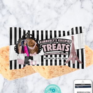 PRINTABLE  Paris Theme Snack Label , Pink, Black Stripe, Parisian Themed, Baby Shower Striped PP22