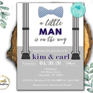 EDITABALE | Little Man Invite | Invitation | A Little Man is on the Way | Baby Shower | Mr. Onederful | LM-G70