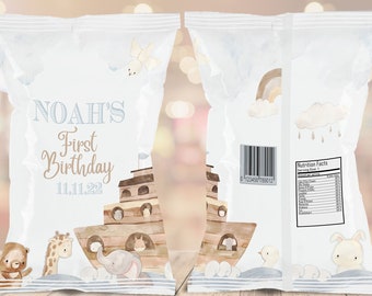 Noah's Ark Chip Bag Cover  | Noah's Ark Theme | Baby Shower | Kids Birthday Party | Baptism | First Birthday | Biblical | NA22