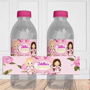 EDITABLE | Spa Party Water Bottle Label |Spa Birthday Party | Pamper Party | Sleep Over Party | SP-068