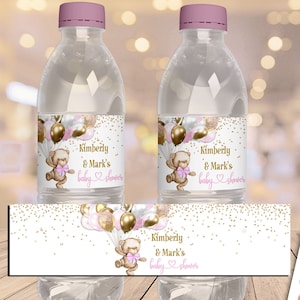 PRINTABLE Teddy Bear Baby Shower Water Bottle Label | Teddy Bear Theme | Pink | We Can Bearly Wait | Bear Baby Shower | BB06