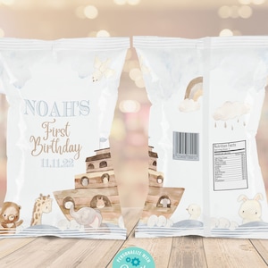 Noah's Ark Chip Bag Cover  | Noah's Ark Theme | Baby Shower | Kids Birthday Party | Baptism | First Birthday | Biblical | NA22