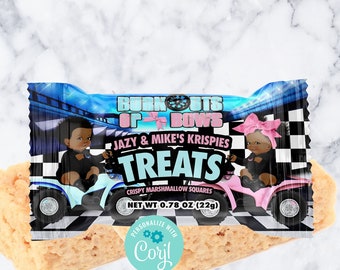 Burnouts or Bows Treat Label | Gender Reveal Party (Digital File)