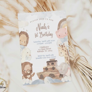 Noah&#39;s Ark Invite | Noah&#39;s Ark Theme | Baby Shower | Kids Birthday Party | Baptism | First Birthday | Biblical | NA22