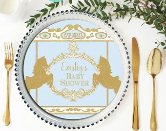 Carousel Baby Shower Charger Plate Insert | Editable (Digital File)
