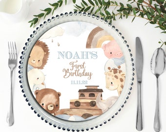 Noah's Ark Welcome Charger Insert  | Noah's Ark Theme | Baby Shower | Kids Birthday Party | Baptism | First Birthday | Biblical | NA22