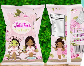 Editable Spa Party Chip Bag | Pamper Theme (Digital File)