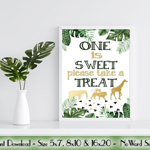 DIGITAL FILE One is Sweet Please Take a Treat, Baby Shower , Safari Theme, Wild One, Gold Safari Birthday Party Decor, Safari SA-20