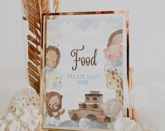 Noah's Ark Food Sign | Noah's Ark Theme | Baby Shower | Baptism | First Birthday | Biblical | NA22
