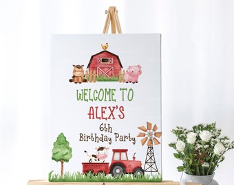EDITABLE | Farm Welcome Sign | Boy Farm Party | Farm Animal Theme | Barnyard | Barn Party | 1st Birthday | Baby Shower |