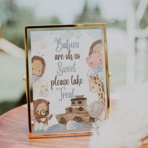 Bebês da Arca de Noé são doces cartaz de mesa | Tema da Arca de Noé | Chá de bebê | Batismo | Primeiro Aniversário | Bíblico | NA22