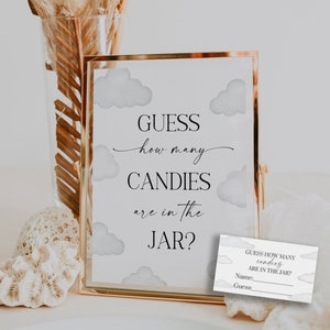 Digital File Cloud Nine Guess How Many Sign Modern Cloud Baby Shower Sign Baby Sprinkle Minimalist Candy Jar Game Baby Shower Signs C3