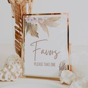 DIGITAL FILE | Favors Sign  | Bohemian Theme | Boho | Blush Pink | Bridal Shower | Baby Shower | Birthday Party  | Pompass | BH91