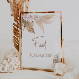DIGITAL FILE | Food Sign | Bohemian Theme | Boho | Blush Pink | Bridal Shower | Baby Shower | Birthday Party  | Pompass | BH91