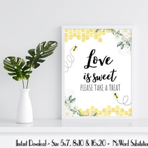 DIGITAL FILE | Love is Sweet Treat Sign  | Bumble Bee Theme | Bridal Shower | Baby Shower | Birthday Party  | Decor | BB21