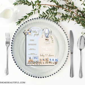 BEWERKBARE Baby Shower Arch Menukaart | Oplaadplaat invoegen