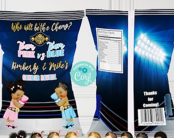 EDITABLE Boxer Baby Gender Reveal Chips, Boxer Theme, Boxing Baby Shower, Boxing Theme, Sports Baby Shower