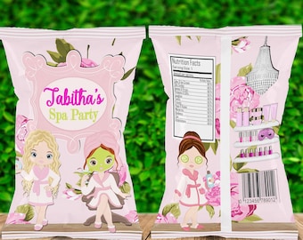 Editable Spa Party Chip Bag | Pamper Theme (Digital File)