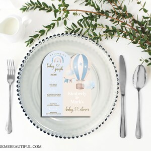 TARJETA DE MENÚ EDITABLE Baby Shower Arch / Inserto de placa de cargador
