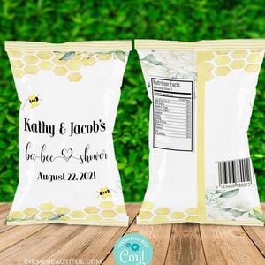 FILE MODIFICABILE / Bee Chip Bag Label / Bumble Bee Theme / Addio al nubilato / Baby Shower / Festa di compleanno / Bomboniere BB21