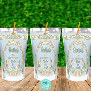 EDITABLE Blue Carousel Juice Label | Blue Carnival Theme | Carousel Baby Shower | First Birthday | Baby Blue | BC90