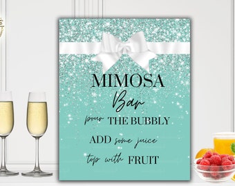 DIGITAL FILE | Mimosa Bar Sign  | Paris Blue Theme | Sparkle | Bridal Shower | Baby Shower | Sweet 16 | Birthday Party  | Decor | PB16