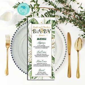 EDITABLE Jungle Safari Menu First Birthday Baby Shower Safari Theme Wild One Safari Birthday Party Decor SA29 image 1