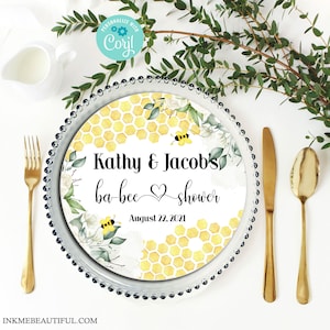 EDITABLE FILE | Bee Theme Charger Plate Insert  | Invitation | Bumble Bee Theme | Bridal Shower | Baby Shower | Birthday Party  | Decor |