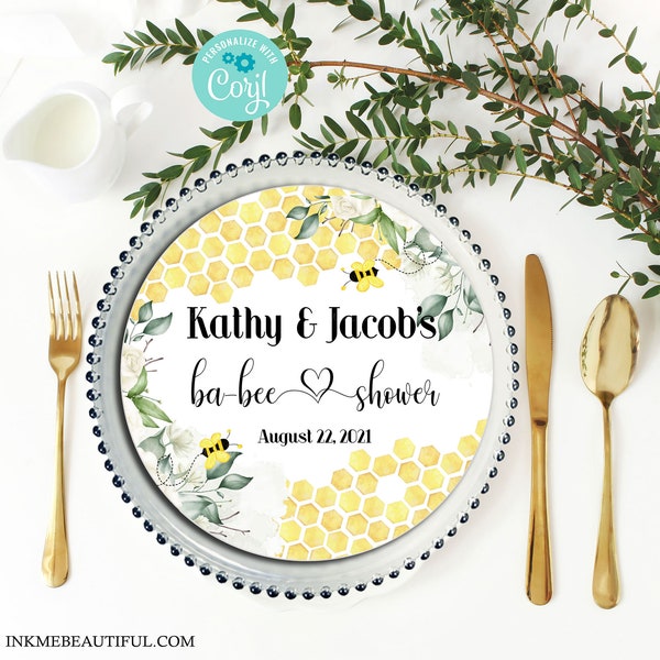 EDITABLE FILE | Bee Theme Charger Plate Insert  | Invitation | Bumble Bee Theme | Bridal Shower | Baby Shower | Birthday Party  | Decor |