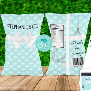 EDITABLE Chip Bag | Blue Paris Theme | Parisian Theme | Baby Shower | 1st Birthday | Bridal Shower
