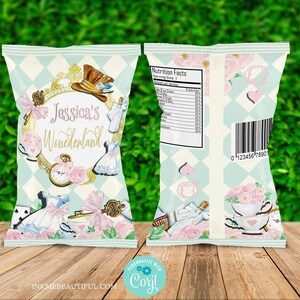 EDITABLE Wonderland Chip Bag | Diamond | 1st Birthday | Onderland Theme | Wonderland Baby Shower | Tea Party | Mad Tea Party | PW01