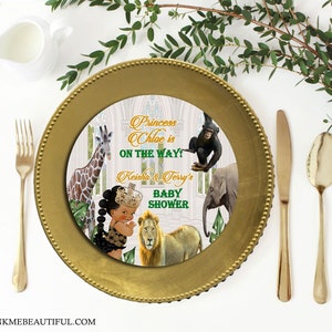 BEWERKBARE Royal Princess oplader plaat invoegen | Koninklijke babyshower | Corjl digitale download | Safaribaby | Jungle-babyshower| COA-02