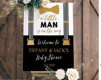 DIGITAL FILE A Little Man is On the Way Welcome Poster,  Babyshower, Babyshower Door Sign, Welcome Sign LM-G90 Welcome Sign