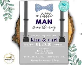 EDITABALE | Little Man Invite | Invitation | A Little Man is on the Way | Baby Shower | Mr. Onederful | LM-G70