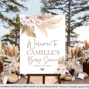 EDITABLE | Boho Welcome Sign | Bohemian Theme | Boho | Blush Pink | Bridal Shower | Baby Shower | Birthday Party  | Pompass | BH91