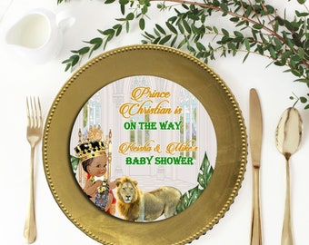 EDITABLE Royal Prince Charger Plate Insert | Royal Baby Shower | Corjl Digital Download | Safari Baby | Jungle Baby Shower | COA-01