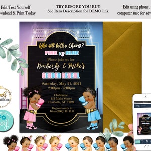 EDITABLE Boxer Baby Gender Reveal Invite, Boxer Theme, Boxing Baby Shower, Boxing Theme, Sports Baby Shower