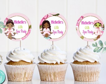EDITABLE | Spa Party Cupcake | Spa Birthday Party | Pamper Party | Sleep Over Party | SP-067