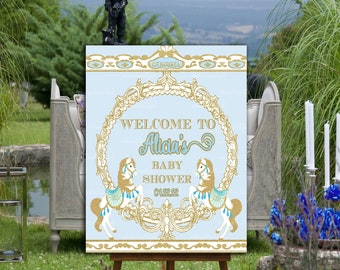 EDITABLE Horse Carousel Welcome Sign | Carousel Baby Shower| 1st Birthday | First Birthday | Baby Shower | BC90