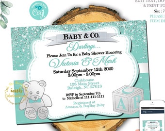 EDITABLE Paris Blue Theme Invite | Invitation | Bridal Shower Decor | 1st Birthday | Baby Shower | Baby | Bride | and Co