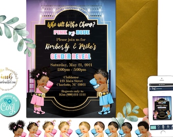 EDITABLE Boxer Baby Gender Reveal Invite, Boxer Theme, Boxing Baby Shower, Boxing Theme, Sports Baby Shower